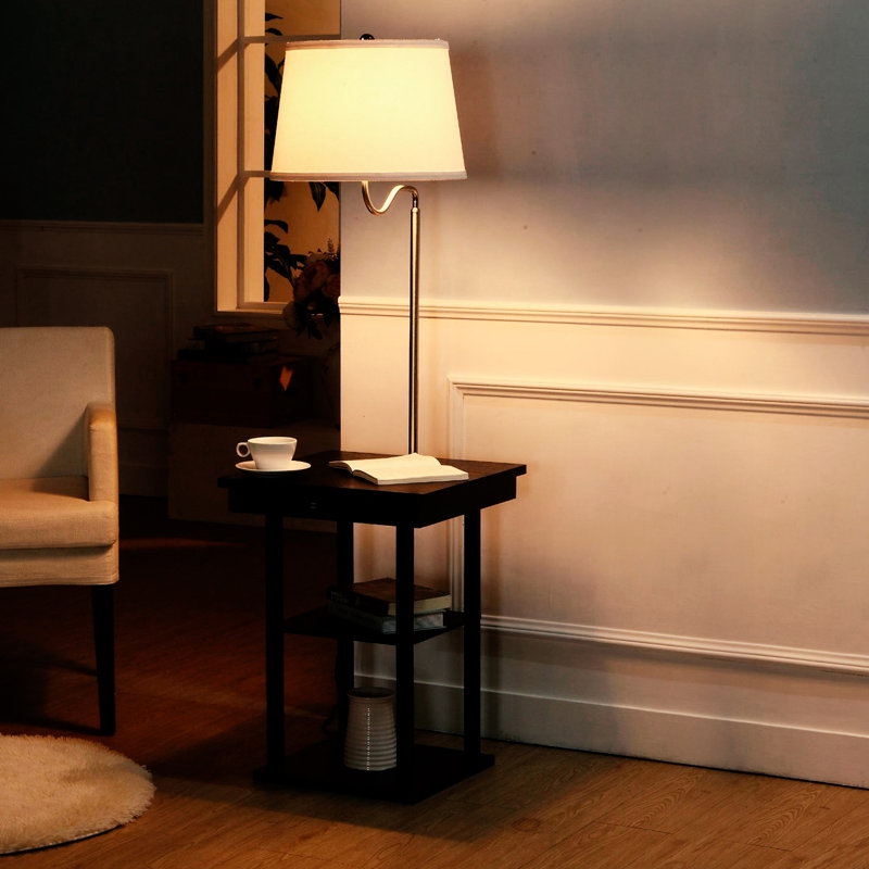 Brightech Madison Nightstand Side Table With Built In Lamp And USB Port